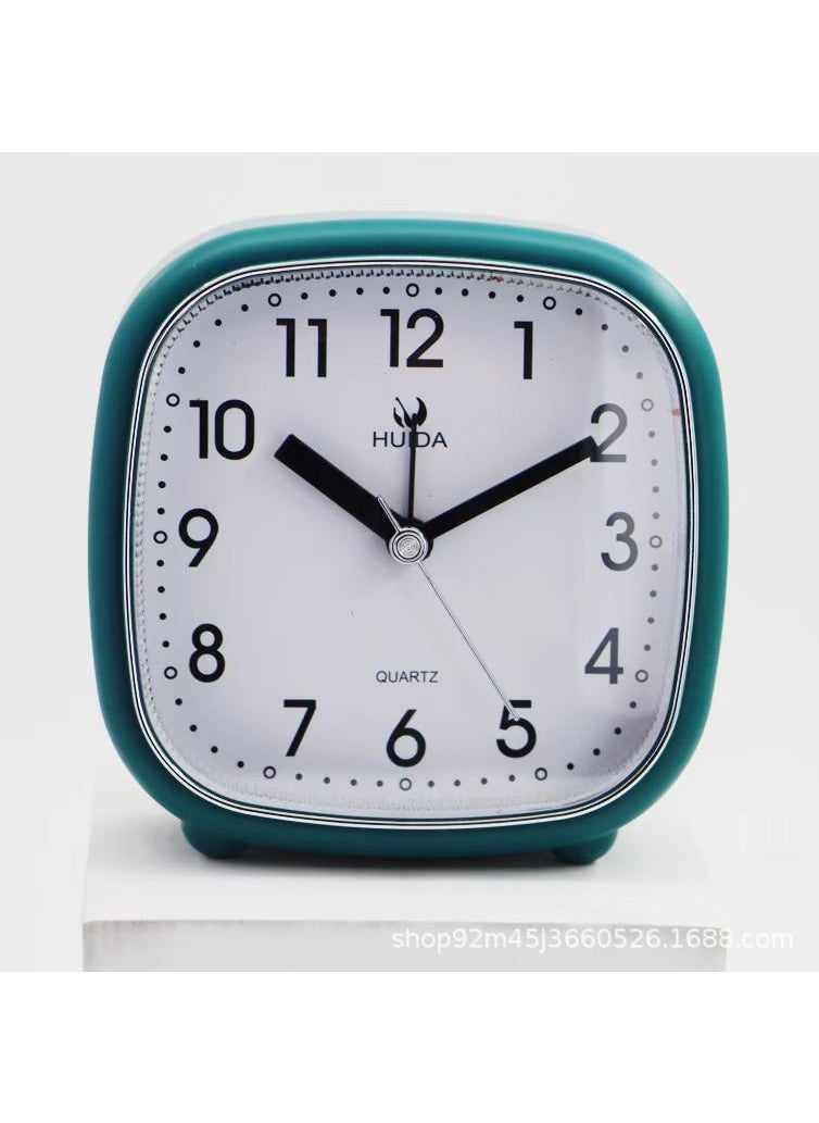 Alarm Clock Retro Clock Metal 5-inch Desktop Mute Bedside Fashion Clock Living Room Bedroom European-style Simple Desk Clock7064 square Green/plastic/3-inch 7064 square Green/plastic/3-inch