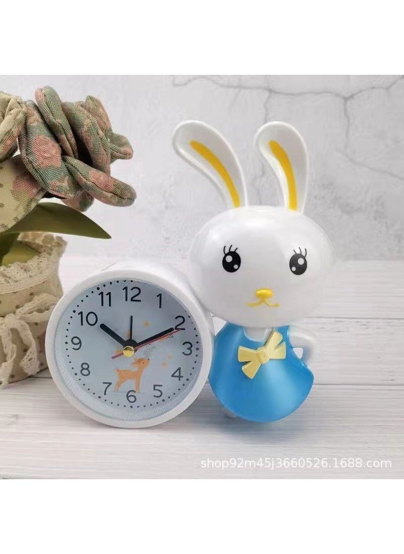 Alarm Clock Childrens Student Cartoon Bedside Mute Cute Creative Bedroom Talking Multi-function Voice Small Alarm Clock030 Blue Rabbit/Mute/Cute/Didi Alarm 030 Blue Rabbit/Mute/Cute/Didi Alarm