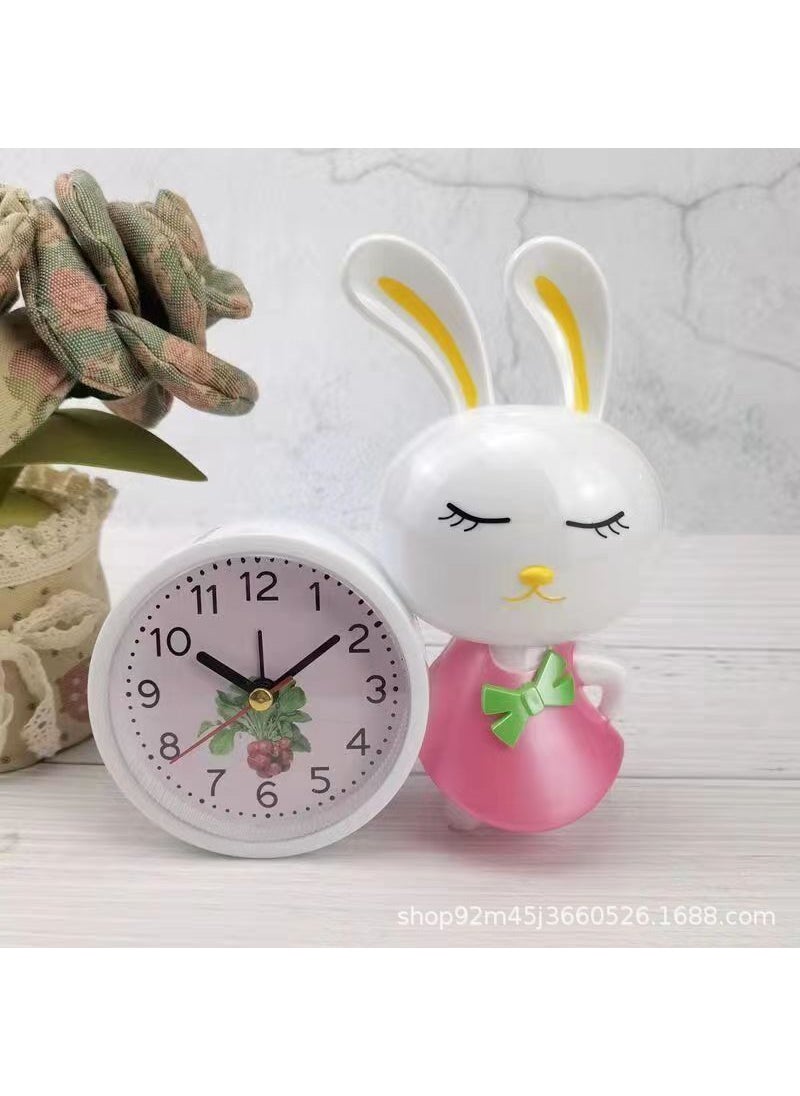 Alarm Clock Childrens Student Cartoon Bedside Mute Cute Creative Bedroom Talking Multi-function Voice Small Alarm Clock030 Powder Rabbit/Silent/Cute/Didi Alarm 030 Powder Rabbit/Silent/Cute/Didi Alarm