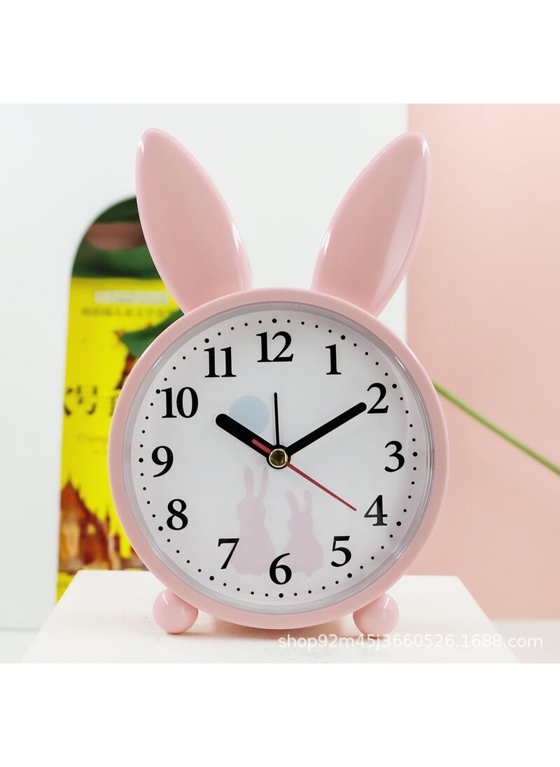 Alarm Clock Childrens Student Cartoon Bedside Mute Cute Creative Bedroom Talking Multi-function Voice Small Alarm Clock064 Powder Rabbit Mute/Cute/Didi Alarm 064 Powder Rabbit Mute/Cute/Didi Alarm