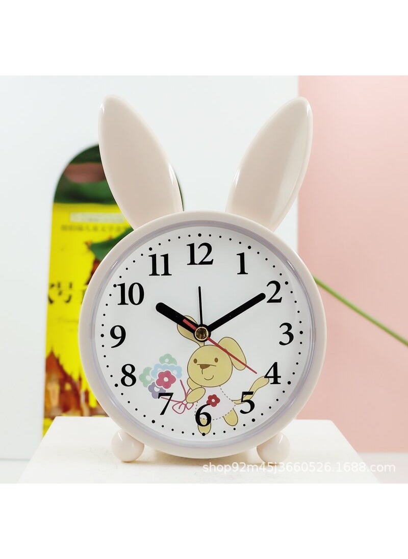 Alarm Clock Childrens Student Cartoon Bedside Mute Cute Creative Bedroom Talking Multi-function Voice Small Alarm Clock064 Beige Rabbit Mute/Cute/Didi Alarm 064 Beige Rabbit Mute/Cute/Didi Alarm