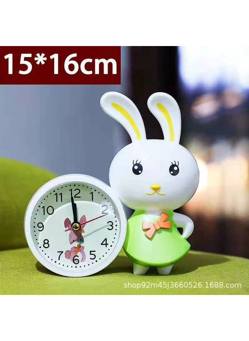 Alarm Clock Childrens Student Cartoon Bedside Mute Cute Creative Bedroom Talking Multi-function Voice Small Alarm Clock030 Green Rabbit/Silent/Cute/Didi Alarm 030 Green Rabbit/Silent/Cute/Didi Alarm