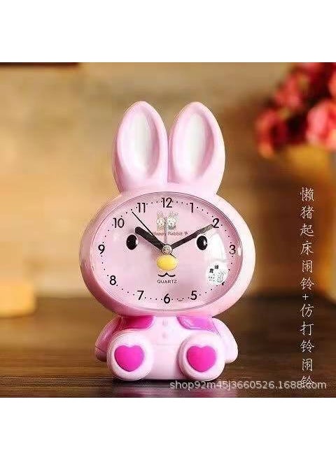 Alarm Clock Childrens Student Cartoon Bedside Mute Cute Creative Bedroom Talking Multi-function Voice Small Alarm Clock8841 powder rabbit Bell/talk/mute/night light/snooze 8841 powder rabbit Bell/talk/mute/night light/snooze