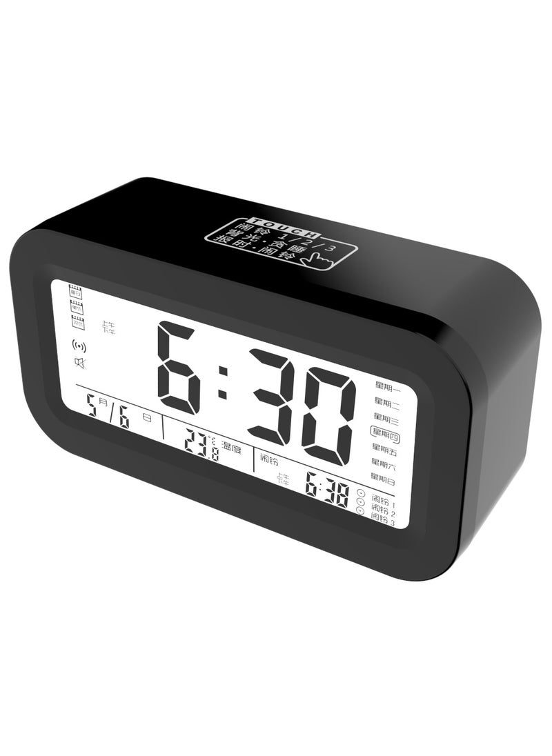 Kids Wake-Up Alarm Clock Touch Smart Silent Glow Battery cool black