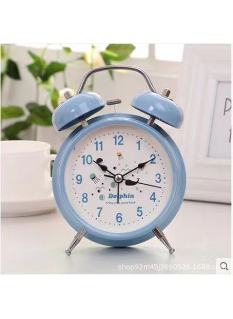 Creative Silent Bedside Alarm Clock for Kids 8819 Blue small size