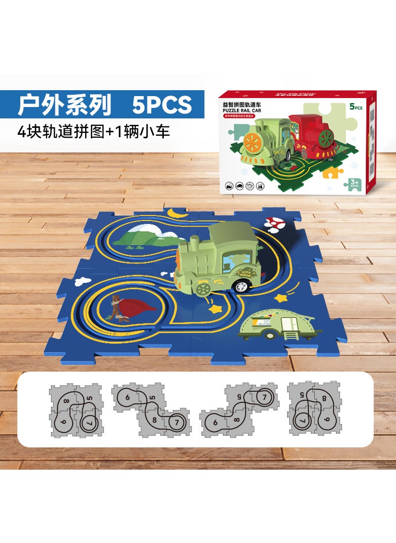 Smart Electric Puzzle Track Car Toy for Boys 0-6[Outdoor theme] 4 puzzles +1 electric train [Outdoor theme] 4 puzzles +1 electric train