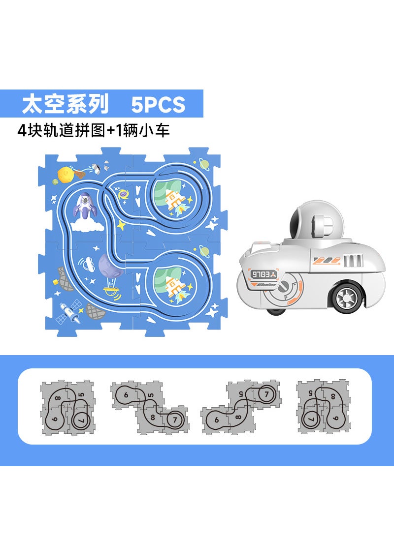 Smart Electric Puzzle Track Car Toy for Boys 0-6[Space Theme] 4 Puzzle 1 Electric Train [Space Theme] 4 Puzzle 1 Electric Train