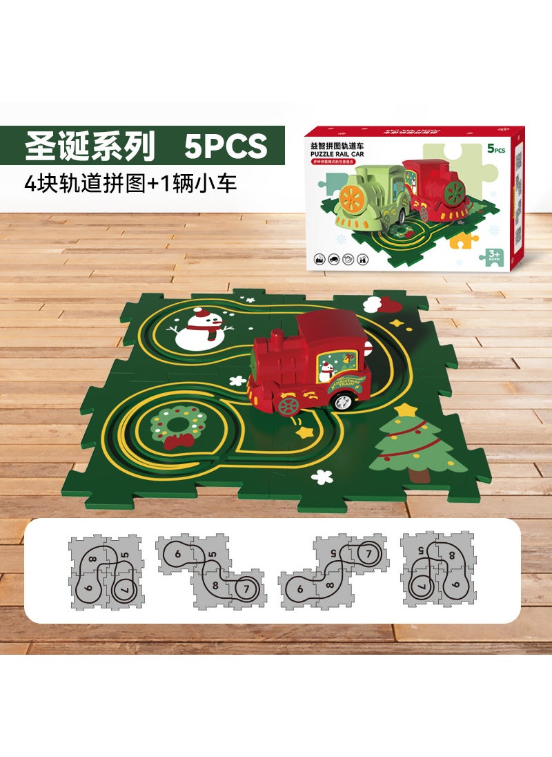 Smart Electric Puzzle Track Car Toy for Boys 0-6[Christmas theme] 4 puzzles +1 electric train [Christmas theme] 4 puzzles +1 electric train