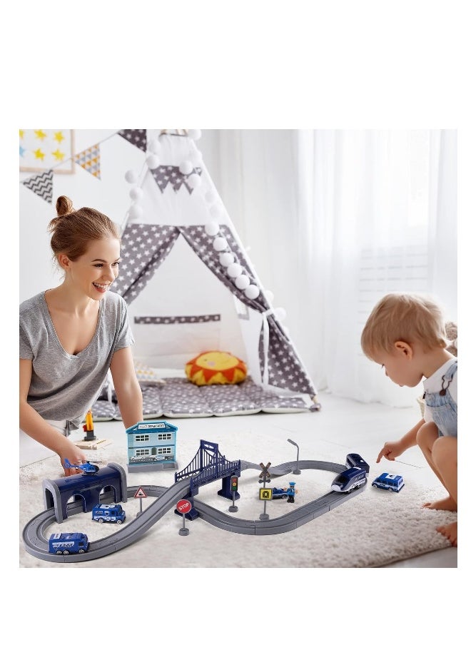 66-Piece Toy Train Sets, 66 Pcs Battery Operated Train Set with Tracks(Magnetic Connection), Gifts for 3+ Years Old