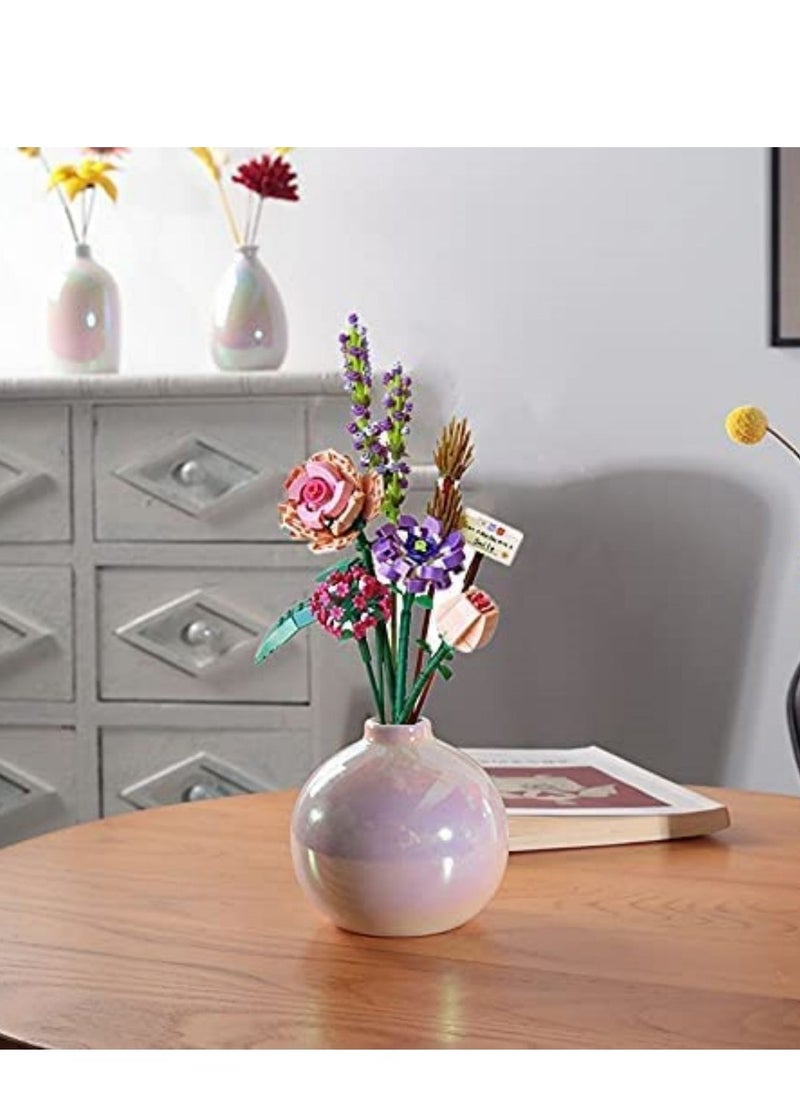 Flower Bouquet Building Blocks, Building Blocks Bouquet Sending DIY Construction Toy Sets with Exquisite Packaging Boxes, Suitable for Room Decoration Aesthetic Desk Decoration 547 Pieces, 8 Flowers