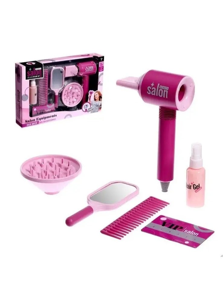 Children's hairdresser set with battery-powered hair dryer Beauty Salon 6 items