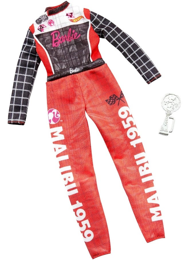 Barbie Clothes - Career Outfit Doll, Racecar Driver Jumpsuit with Trophy, Multi