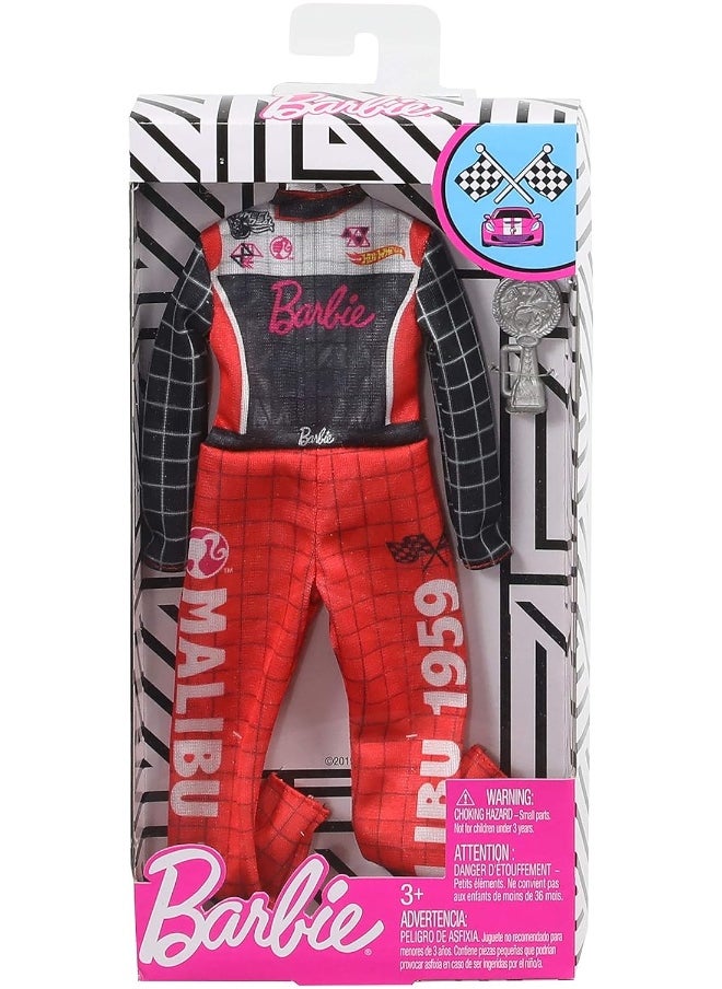 Barbie Clothes - Career Outfit Doll, Racecar Driver Jumpsuit with Trophy, Multi