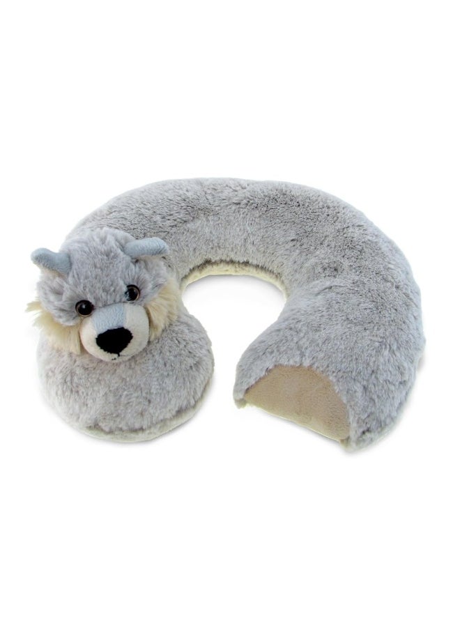 DolliBu Wolf Plush Neck Pillow - Soft Travel Neck Pillow Animal for Neck & Head Support, Cute Wild Life Stuffed Pillow Accessory for Naps, Novelty Stuffed Animal Headrest for Kids & Adults