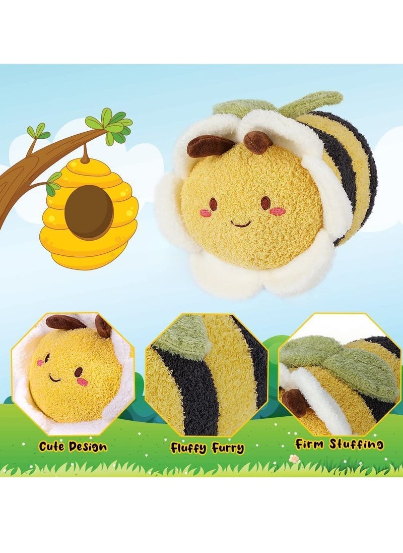 Flower Bee Plush Toy, 11“ Funny C ute Stuffed Plushie Pillow Doll, Soft Fluffy Birthday Hugging Cushion Decor, Present for Kids and Adults