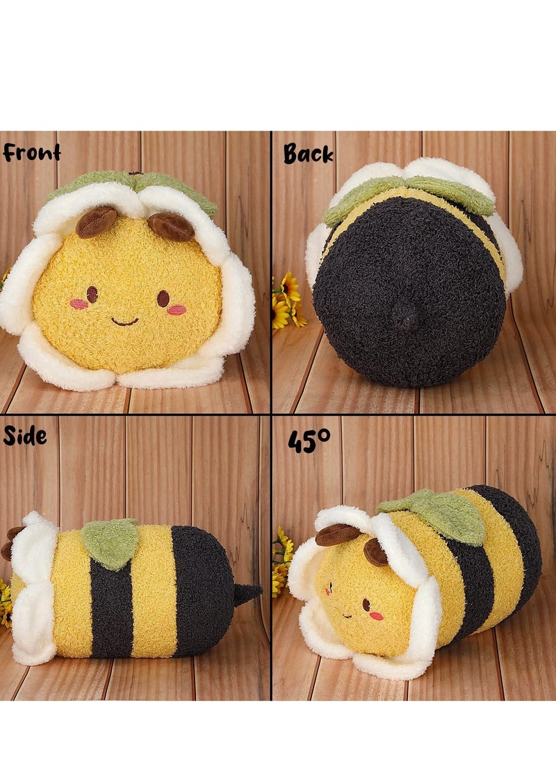 Flower Bee Plush Toy, 11“ Funny C ute Stuffed Plushie Pillow Doll, Soft Fluffy Birthday Hugging Cushion Decor, Present for Kids and Adults