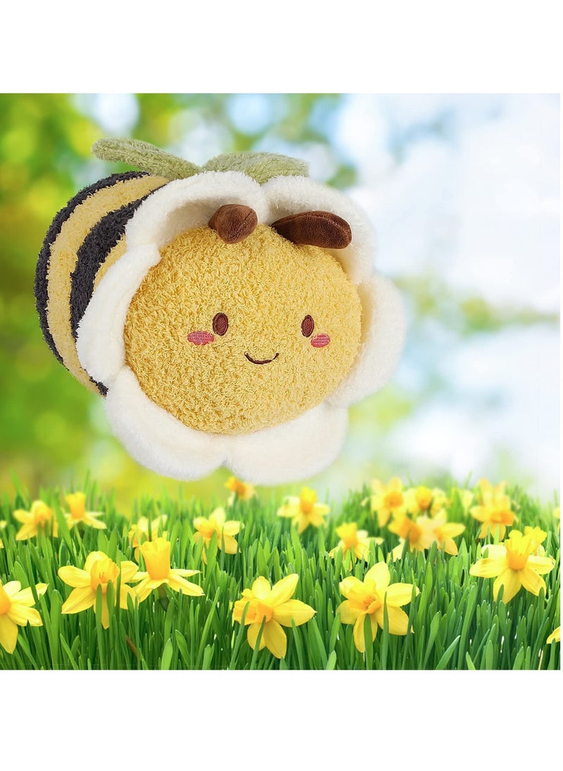 Flower Bee Plush Toy, 11“ Funny C ute Stuffed Plushie Pillow Doll, Soft Fluffy Birthday Hugging Cushion Decor, Present for Kids and Adults