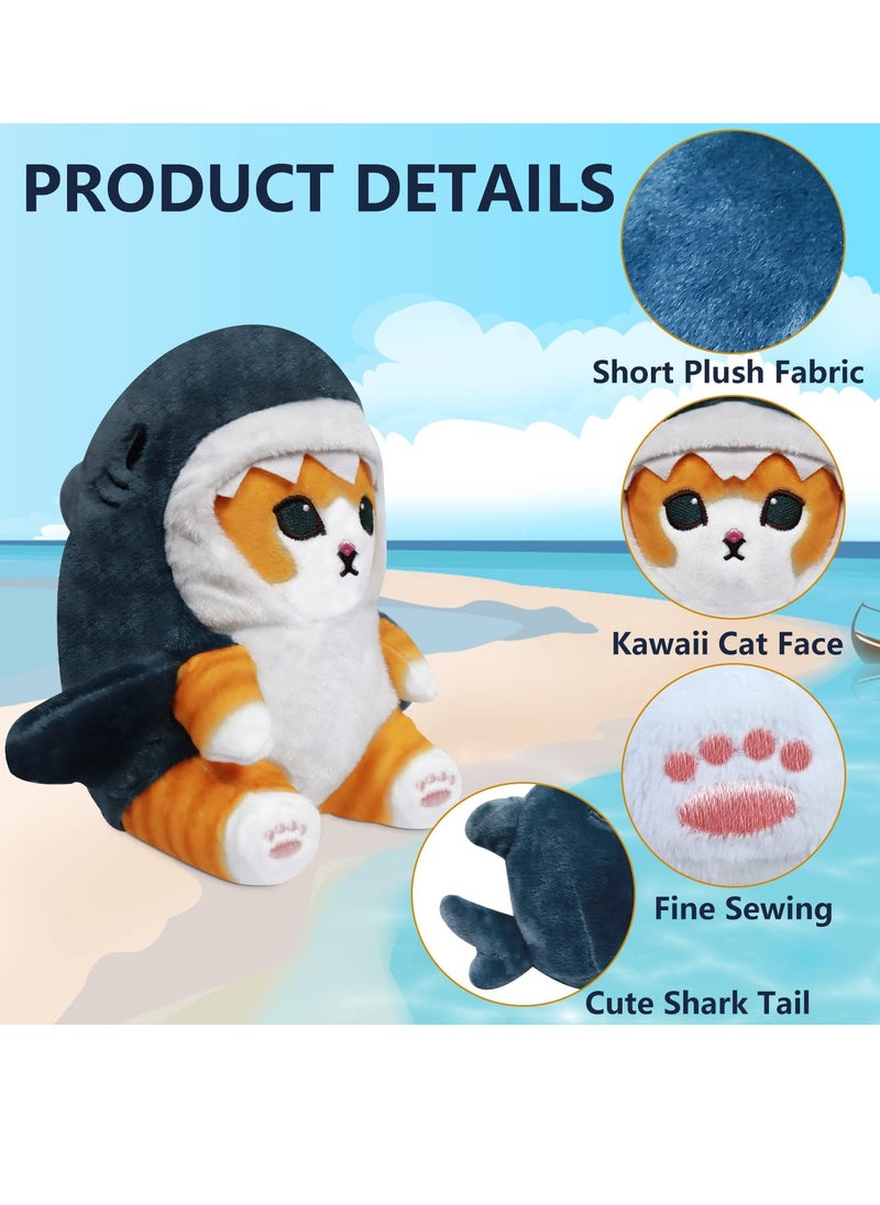 Cute Shark Cat Plush Toy, 8 Inch Cat Shark Plush Doll, Stuffed Animal Soft Plush Pillow for Children Kids Girls, Birthday Gifts for Kids Boys