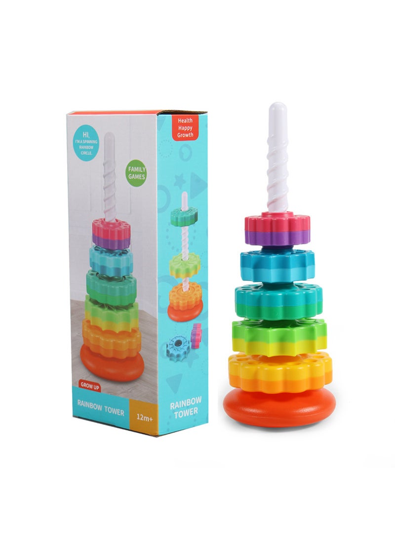 Early Education Geometric Stacking Rings Tower Toy for Toddlers[13cm] color turret 435g [13cm] color turret 435g