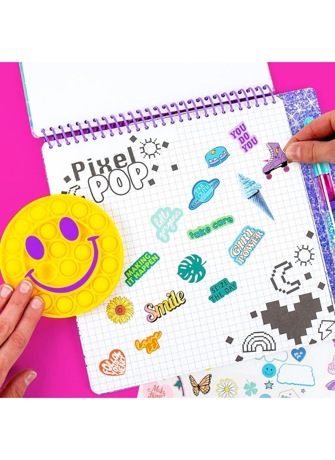 Just My Style Pop & Color Sketchbook, Creative Fidget Sketchbook and Pen Set, Great Weekend Activity, Includes Cute Puffy Stickers & Mindfulness Activity Book for Kids Ages 6, 7, 8, 9