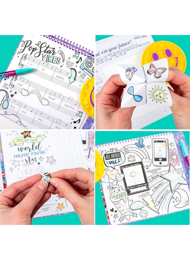 Just My Style Pop & Color Sketchbook, Creative Fidget Sketchbook and Pen Set, Great Weekend Activity, Includes Cute Puffy Stickers & Mindfulness Activity Book for Kids Ages 6, 7, 8, 9