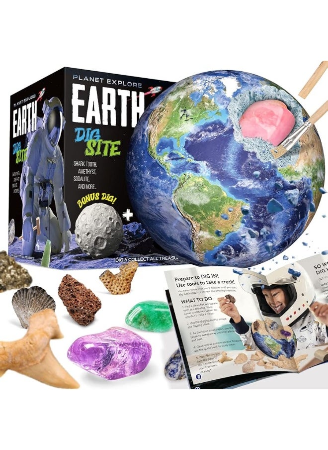 XXTOYS Solar System Gemstone Dig Kit - Dig Up 13 Gems, Rocks & Fossils - Space Toys Science Kits for Kids, Great Geology Gift for Boys & Girls 6-8 STEM Educational Toys