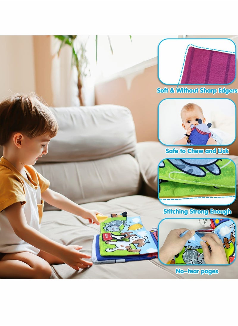 Baby Book Toys, Soft Baby Books 6 12 Months, Touch and Feel Crinkle Cloth Books for Baby Infants Toddler, Early Development Sensory Baby Stroller Crib Toys Book for Boy Girl Farm Puppet