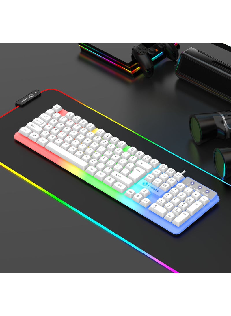 LIMEIDE Li magnesium upgraded GTX350 luminous keyboard mouse USB mechanical feel wired spherical keycap coverTX35 ball cap single keyboard White TX35 ball cap single keyboard White