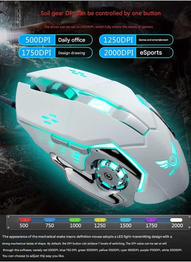 Wrangler G11 Gaming Esports Mechanical Mouse Macro Definition Colorful Luminous Wired USB Mouse