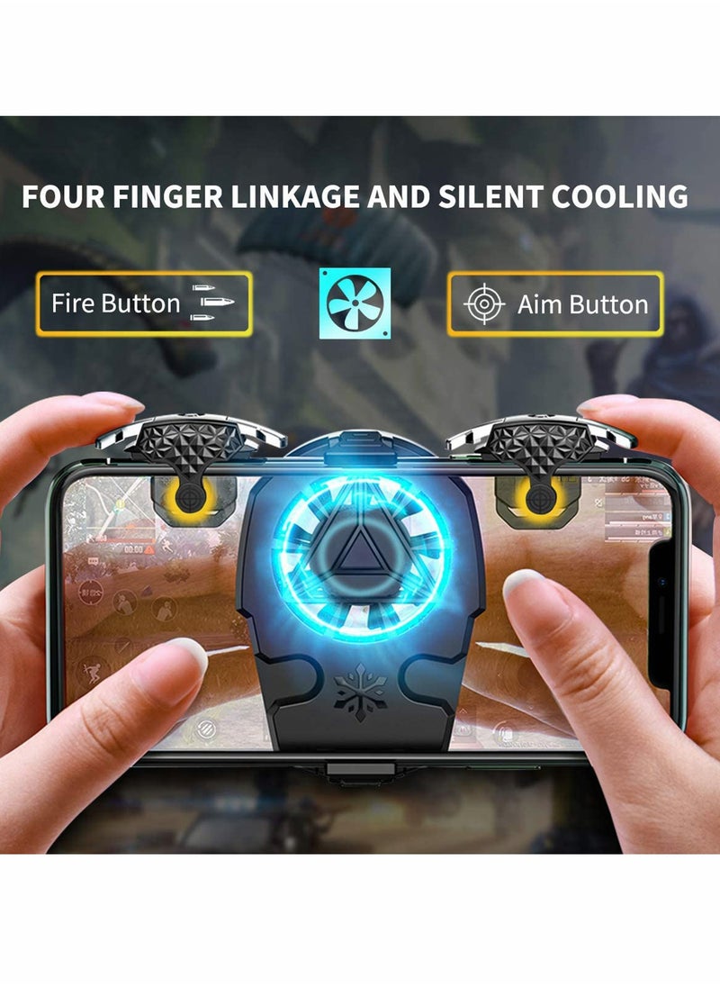 PUBG Mobile Controller, PUBG Game Fan Controller Gaming Trigger with Phone Cooling Fan the Best Shooting Partner Phone Game Controller Gamepad Joystick with Radiator for Call of Duty