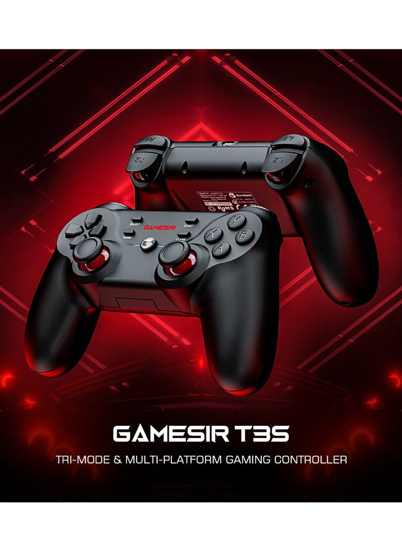 Classic Gamepad GameSir T3S Wireless Bluetooth Gaming Controller for Switch Windows PC Android TV Box iPad iOS & Android with Turbo Function, Dual Shock, 600mAh Lithium-ion Battery Playing 25hours