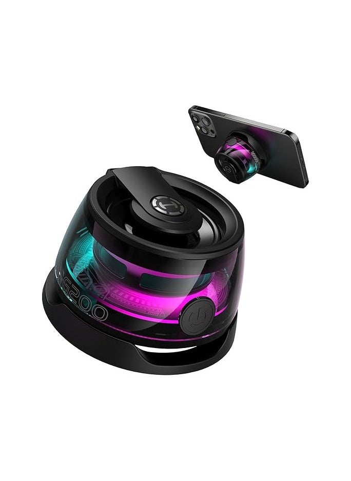 Edifier G200 Magnetic Bluetooth Speaker, 5W Mini Speakers Wireless with Bluetooth 5.3, RGB Light, Game Mode, 7H Playtime, Portable Phone Stand for iPhone, Travel, Golf Cart - Black