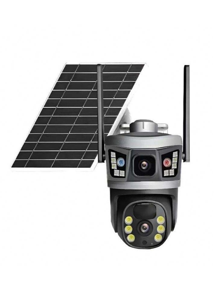 V380 Dual Lens Wireless Solar Camera – 6MP 4G Self-Tracking Outdoor Security Camera with Solar Power