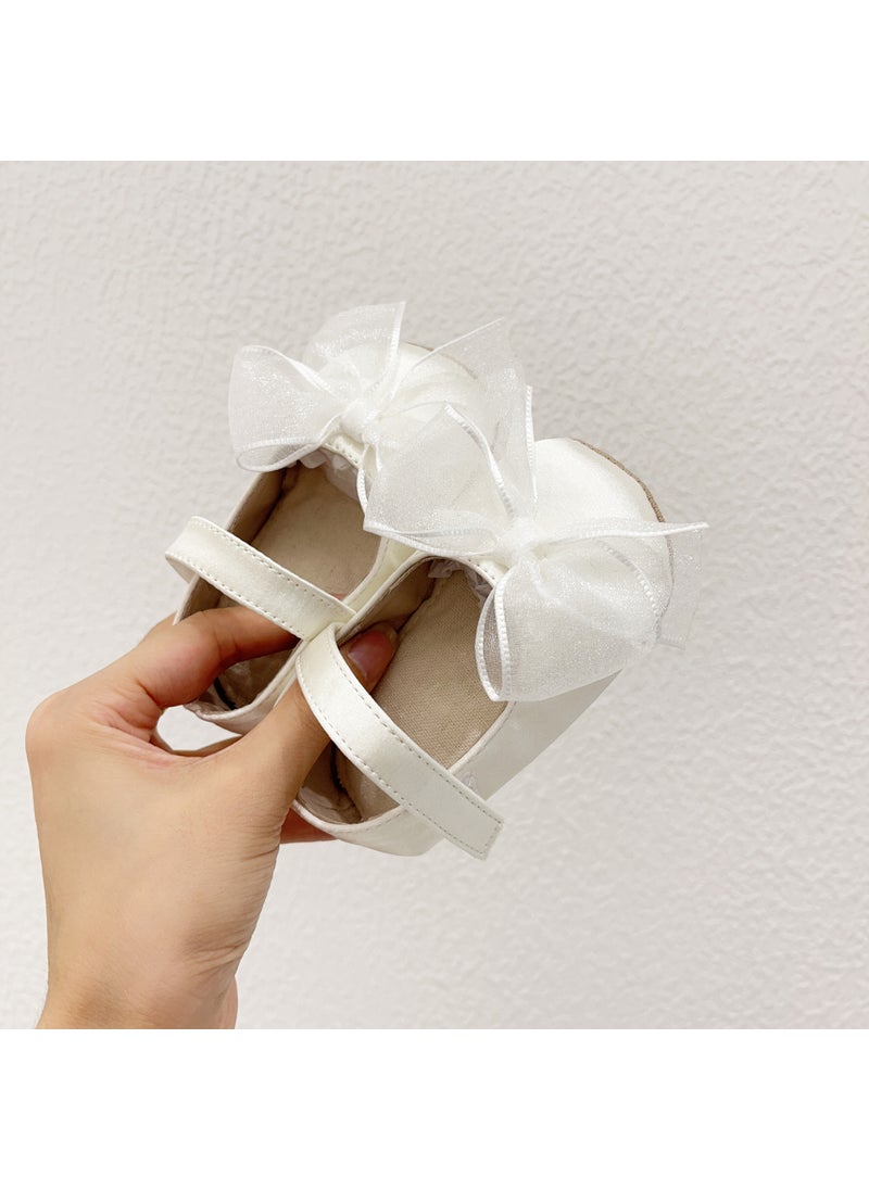 2024 Cute Bow Princess Shoes for Baby Girls Anti-slip White