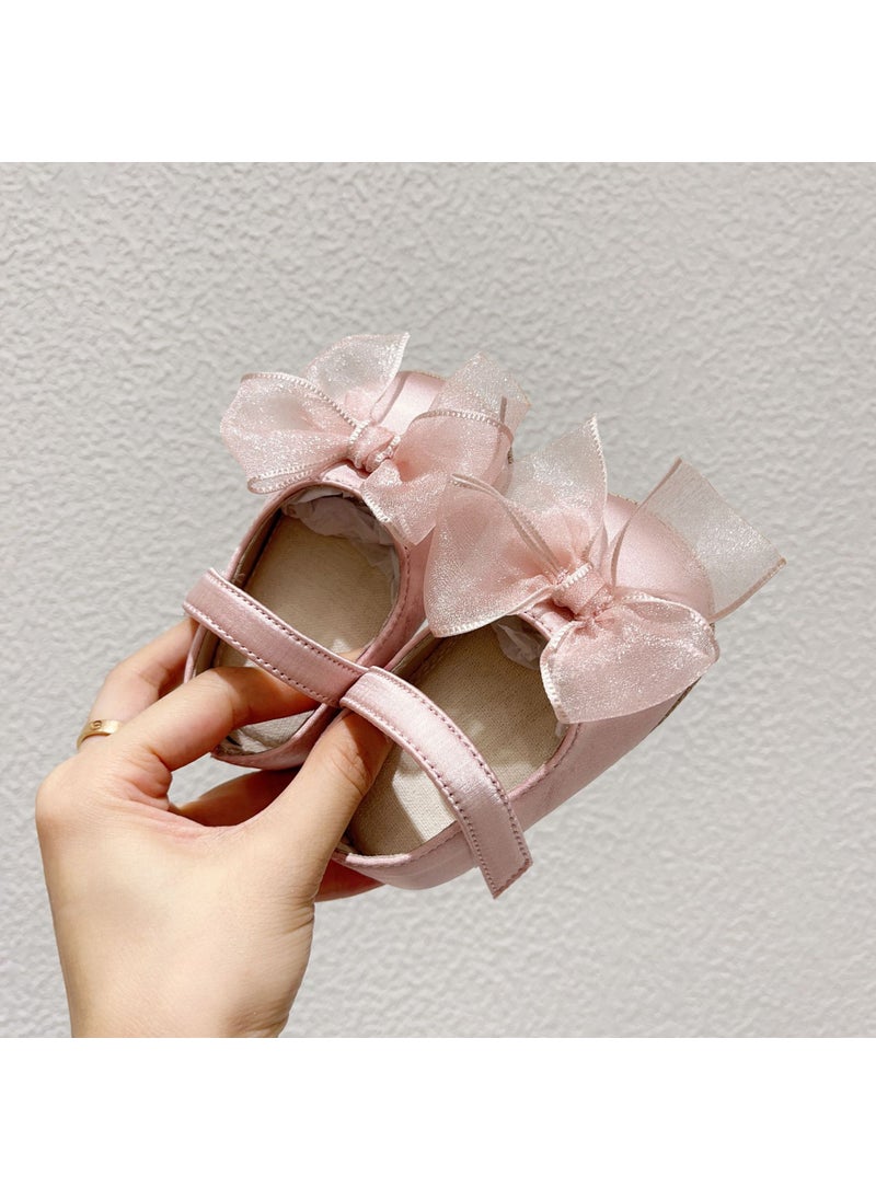 2024 Cute Bow Princess Shoes for Baby Girls Anti-slip Pink
