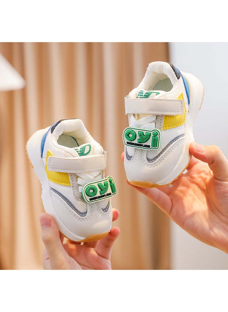 Soft Sole Baby Sneakers Colorblock Velcro Yellow