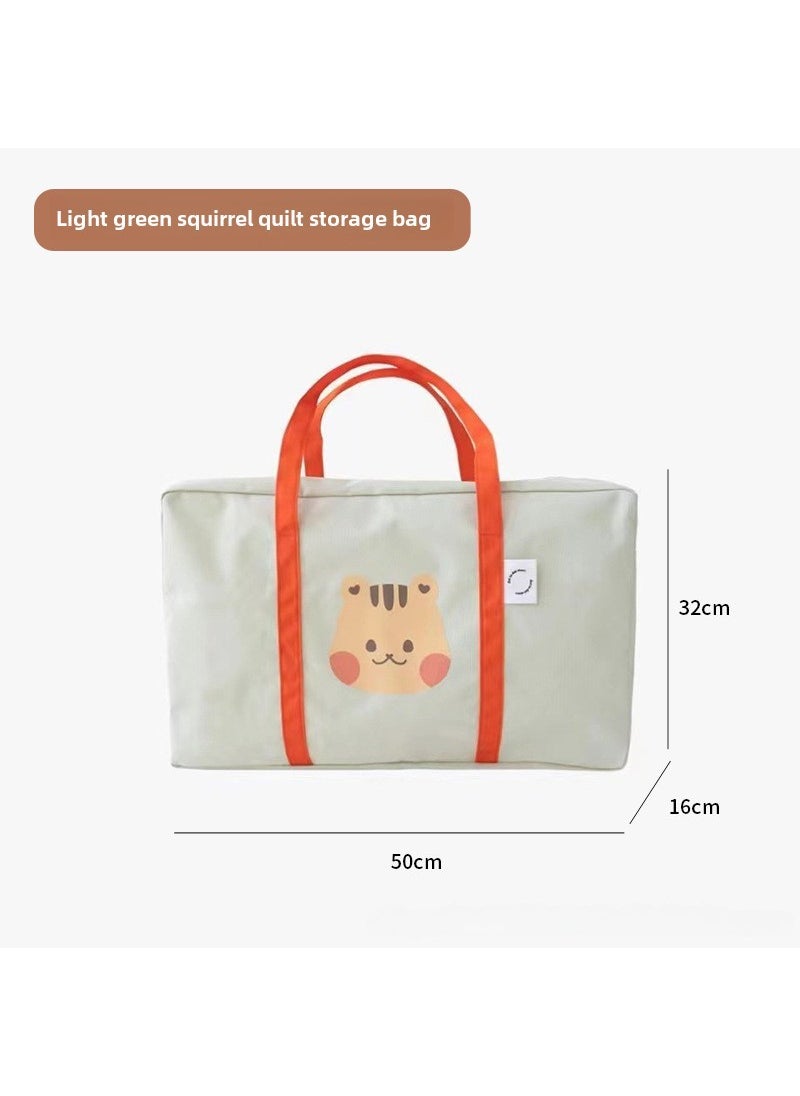 Solid Color Bear Kindergarten Quilt Storage Bag Toy Clothes Packing Bag Large Capacity Duffel Bag Travel Storage Bag Light green squirrel quilt storage bag