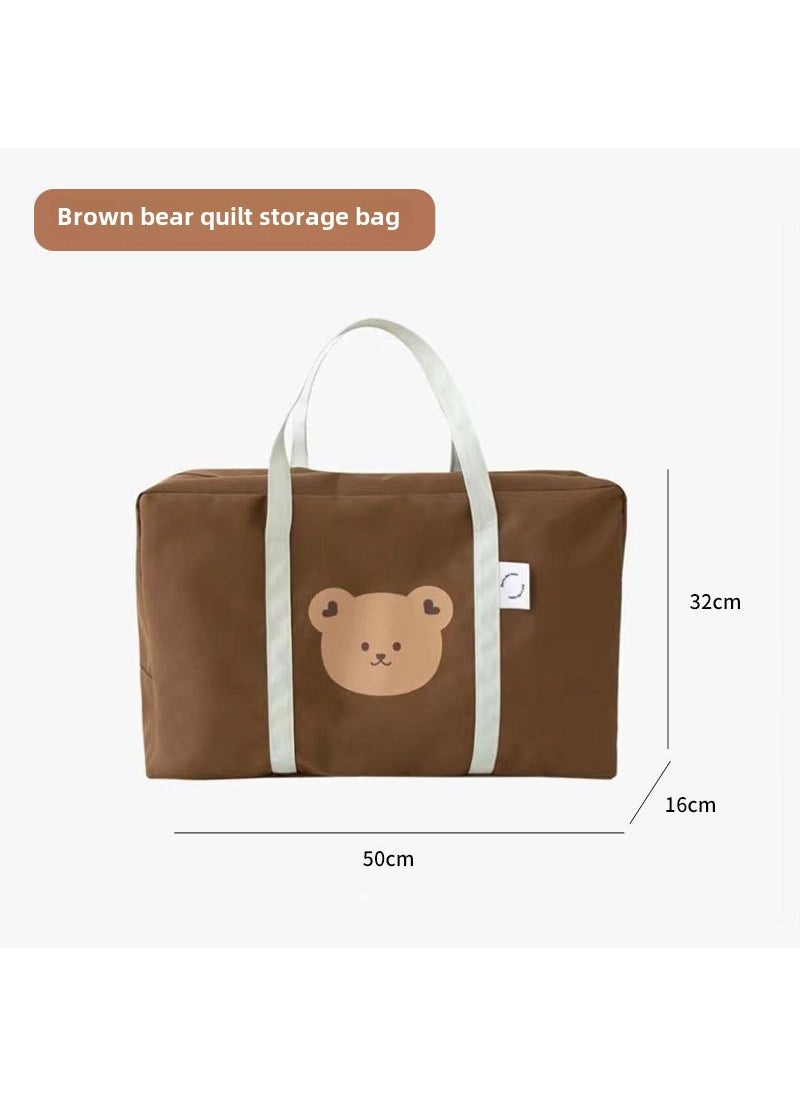 Solid Color Bear Kindergarten Quilt Storage Bag Toy Clothes Packing Bag Large Capacity Duffel Bag Travel Storage Bag Curry Bear Quilt Storage Bag