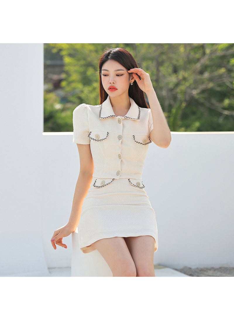 Fashion Summer Skirt Set Slim Korean 2023 Outfit White