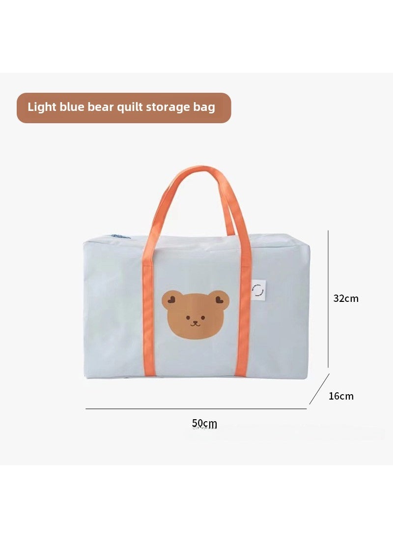 Solid Color Bear Kindergarten Quilt Storage Bag Toy Clothes Packing Bag Large Capacity Duffel Bag Travel Storage Bag Light Blue Bear Quilt Storage Bag