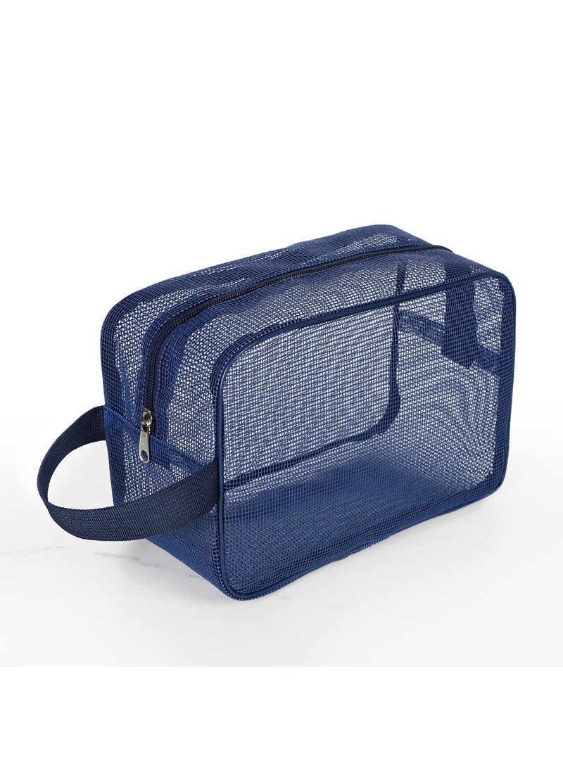 Factory Direct Portable Mesh Hollow Bath Bag Wash Bag Portable Mens Swimming Fitness Multifunctional Storage Bag Blue (25*11*16)