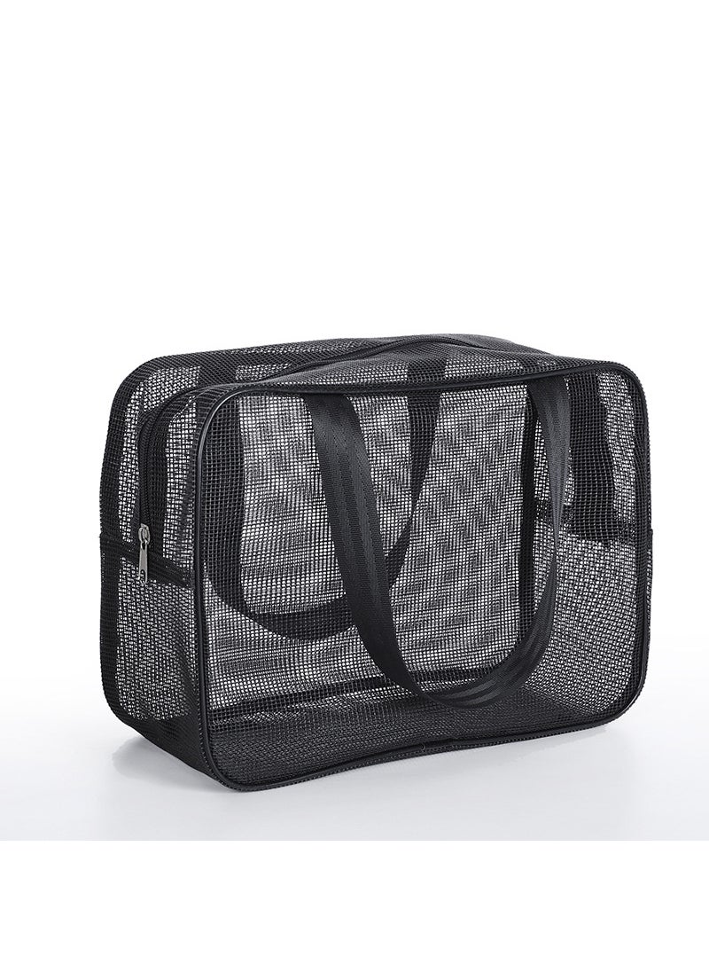 Factory Direct Portable Mesh Hollow Bath Bag Wash Bag Portable Mens Swimming Fitness Multifunctional Storage Bag Medium black (30*10*20)