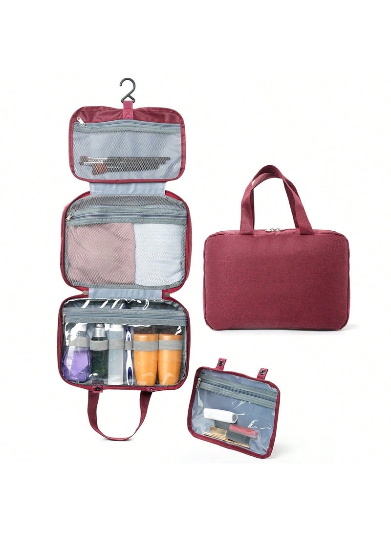 Waterproof Travel Cosmetic Bag Large Capacity Wine red