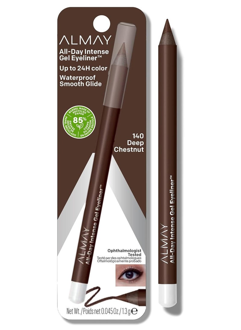 Almay Gel Eyeliner, Waterproof, Fade-Proof Eye Makeup, Easy-to-Sharpen Liner Pencil, 140 Deep Chestnut, 0.045 Oz