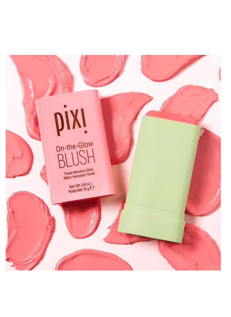 Pixi On-the-Glow Blush - Fleur, Hydrating Tinted Moisture Blush Stick with Ginseng, Aloe Vera & Fruit Extracts, For Cheeks & Lips, 19g / 0.6oz, Paraben-Free