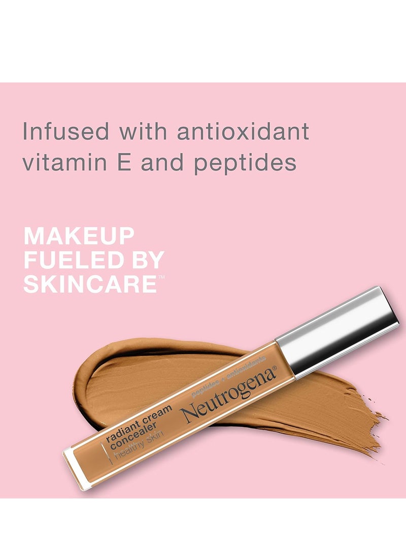 Neutrogena Healthy Skin Radiant Brightening Cream Concealer with Peptides & Vitamin E Antioxidant,Lightweight Perfecting Concealer,Non-Comedogenic,Bisque Light/Medium 02 neutral undertones,0.24 oz