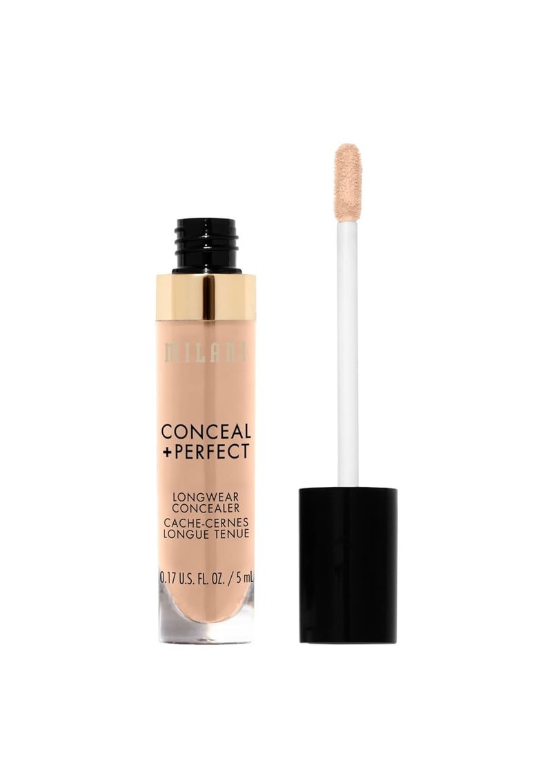 Milani Conceal + Perfect Longwear Concealer - Light Beige (0.17 Fl. Oz.) Vegan, Cruelty-Free Liquid Concealer - Cover Dark Circles, Blemishes & Skin Imperfections for Long-Lasting Wear