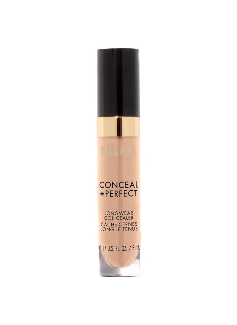 Milani Conceal + Perfect Longwear Concealer - Light Beige (0.17 Fl. Oz.) Vegan, Cruelty-Free Liquid Concealer - Cover Dark Circles, Blemishes & Skin Imperfections for Long-Lasting Wear