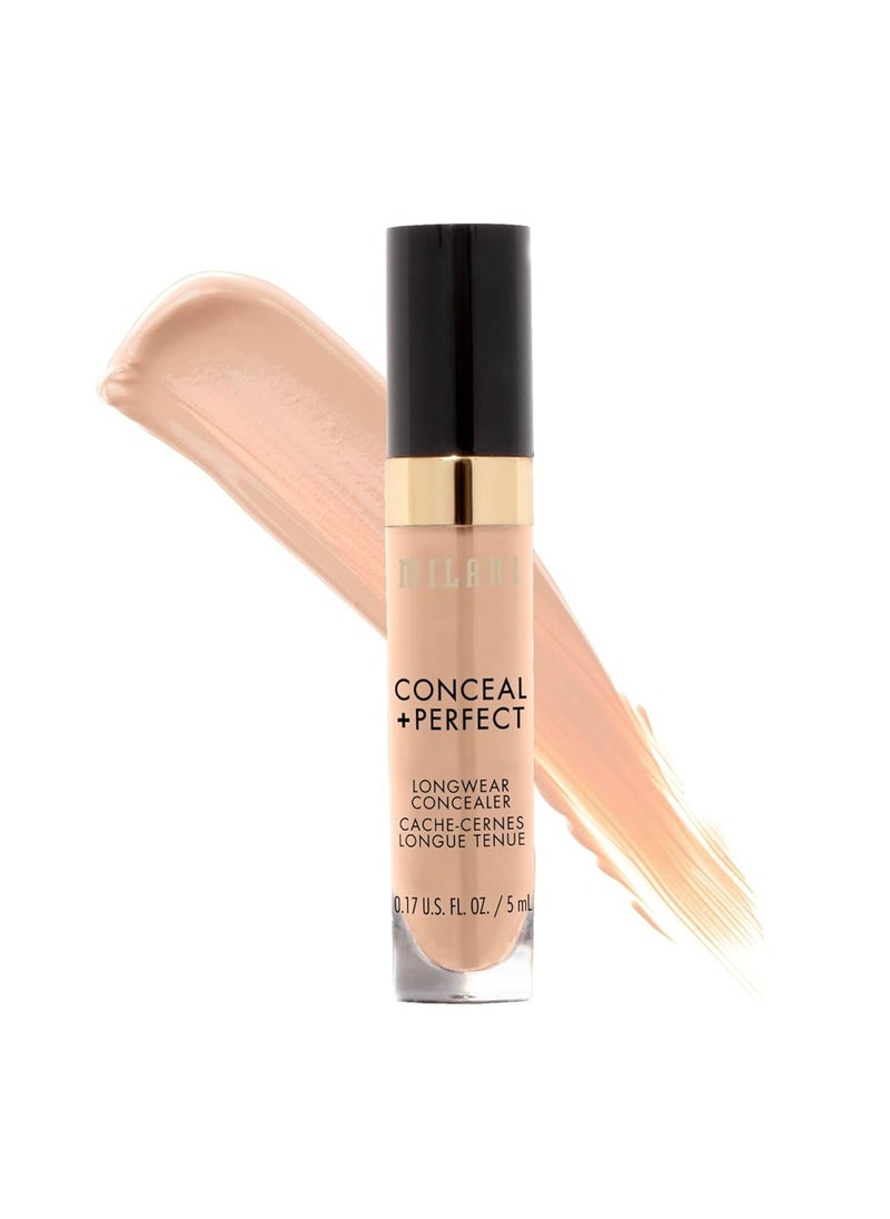 Milani Conceal + Perfect Longwear Concealer - Light Beige (0.17 Fl. Oz.) Vegan, Cruelty-Free Liquid Concealer - Cover Dark Circles, Blemishes & Skin Imperfections for Long-Lasting Wear