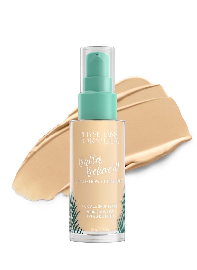 Physicians Formula Butter Believe It! Foundation + Concealer 1- Fair | Dermatologist Tested, Clinicially Tested